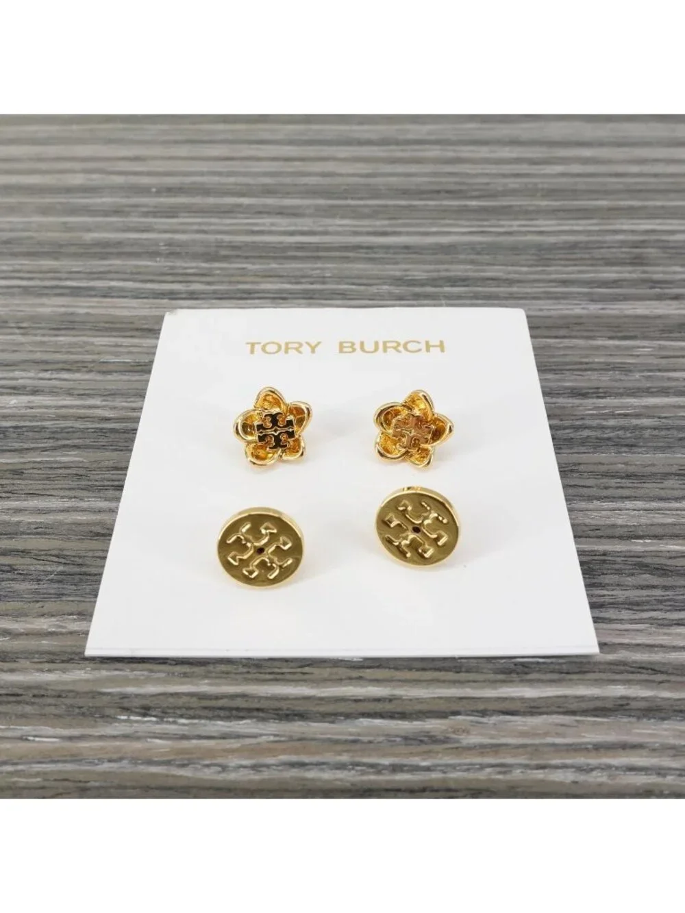 Tory Burch Flower Stud Earrings Gold OS